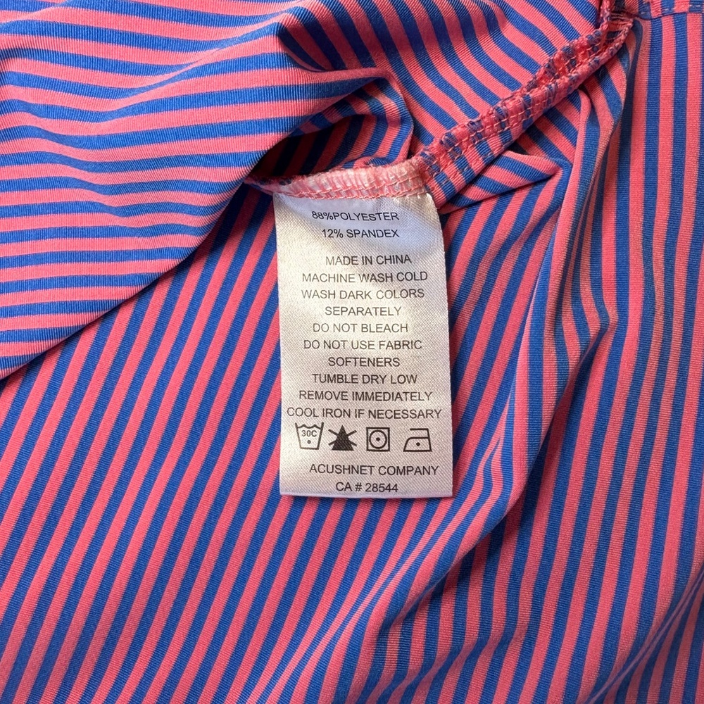 FootJoy Golf Shirt Short Sleeve Striped Blue Pink Embroidered Crest Size XL - Picture 5 of 7